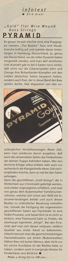 PYRAMID Gold Flatwound, Longscale Bass (G&B Infotest)